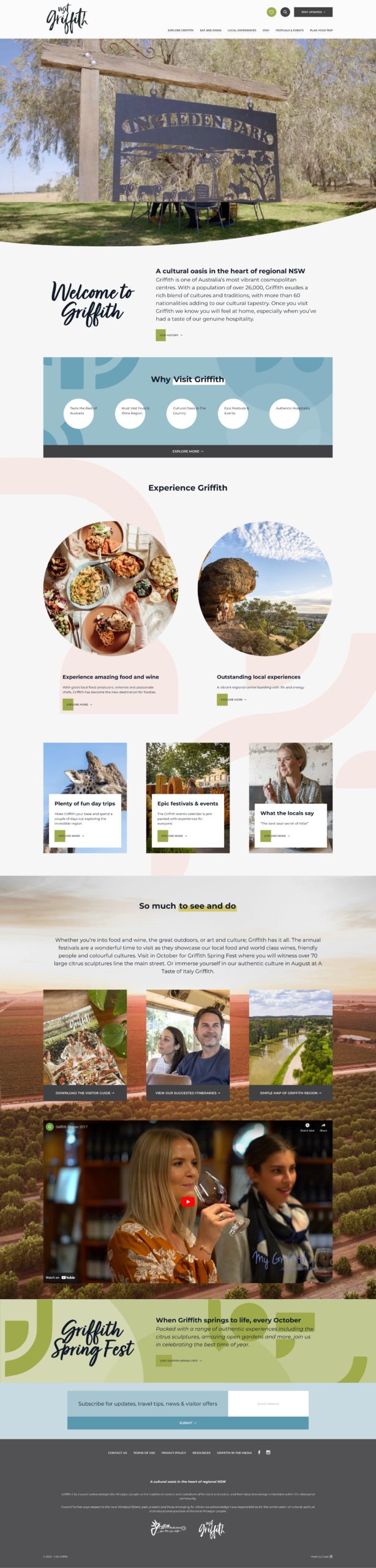 Website Design & Development for Destination Tourism Website for Visit Griffith