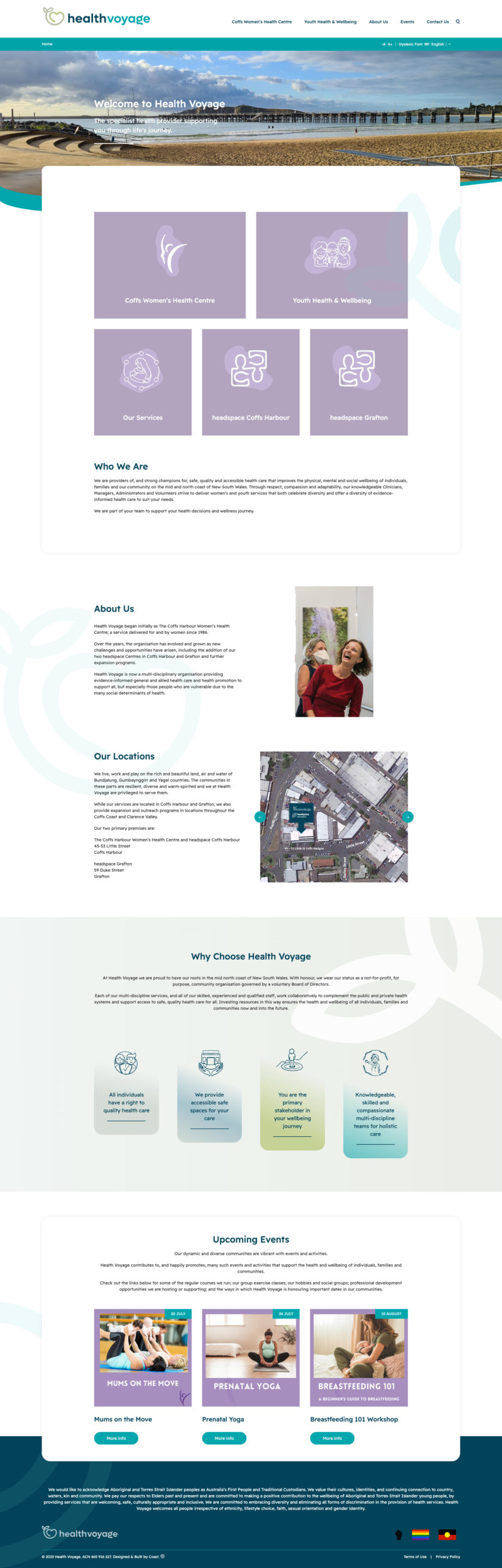 Website Design & Development for Reimagining Coffs Harbour Women’s Health Centre; A complete Health Voyage